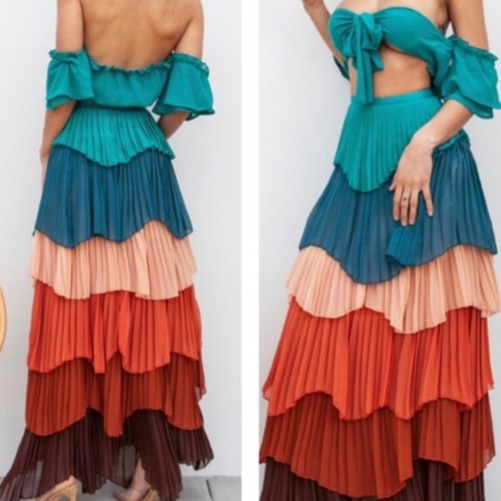 Colorful Multicolored Tiered Skirt - Picture 8 of 8